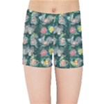 Mid Century Retro Floral 1970s 1960s Pattern 62 Kids  Sports Shorts