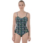 Mid Century Retro Floral 1970s 1960s Pattern 62 Sweetheart Tankini Set