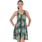 Mid Century Retro Floral 1970s 1960s Pattern 62 Show Some Back Chiffon Dress