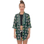 Mid Century Retro Floral 1970s 1960s Pattern 62 Open Front Chiffon Kimono