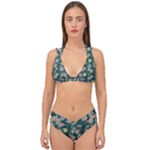 Mid Century Retro Floral 1970s 1960s Pattern 62 Double Strap Halter Bikini Set