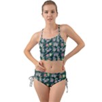 Mid Century Retro Floral 1970s 1960s Pattern 62 Mini Tank Bikini Set