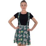 Mid Century Retro Floral 1970s 1960s Pattern 62 Velvet Suspender Skater Skirt