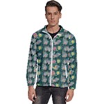 Mid Century Retro Floral 1970s 1960s Pattern 62 Men s High Neck Windbreaker
