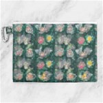Mid Century Retro Floral 1970s 1960s Pattern 62 Canvas Cosmetic Bag (XL)