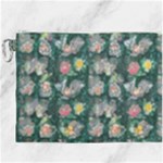 Mid Century Retro Floral 1970s 1960s Pattern 62 Canvas Cosmetic Bag (XXXL)