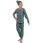 Mid Century Retro Floral 1970s 1960s Pattern 62 Kids  Long Sleeve Set 