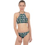 Mid Century Retro Floral 1970s 1960s Pattern 62 Halter Bikini Set