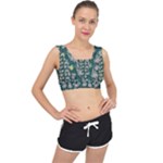 Mid Century Retro Floral 1970s 1960s Pattern 62 V-Back Sports Bra