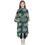 Mid Century Retro Floral 1970s 1960s Pattern 62 Kids  Hooded Rain Ponchos