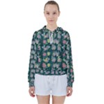 Mid Century Retro Floral 1970s 1960s Pattern 62 Women s Tie Up Sweat