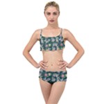 Mid Century Retro Floral 1970s 1960s Pattern 62 Layered Top Bikini Set