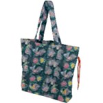 Mid Century Retro Floral 1970s 1960s Pattern 62 Drawstring Tote Bag