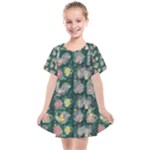 Mid Century Retro Floral 1970s 1960s Pattern 62 Kids  Smock Dress