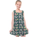 Mid Century Retro Floral 1970s 1960s Pattern 62 Kids  Cross Back Dress