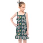 Mid Century Retro Floral 1970s 1960s Pattern 62 Kids  Overall Dress
