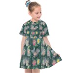 Mid Century Retro Floral 1970s 1960s Pattern 62 Kids  Sailor Dress