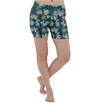 Mid Century Retro Floral 1970s 1960s Pattern 62 Lightweight Velour Yoga Shorts
