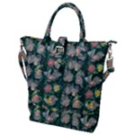 Mid Century Retro Floral 1970s 1960s Pattern 62 Buckle Top Tote Bag