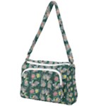 Mid Century Retro Floral 1970s 1960s Pattern 62 Front Pocket Crossbody Bag
