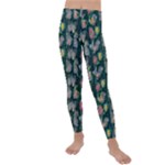 Mid Century Retro Floral 1970s 1960s Pattern 62 Kids  Lightweight Velour Leggings