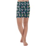 Mid Century Retro Floral 1970s 1960s Pattern 62 Kids  Lightweight Velour Capri Yoga Leggings