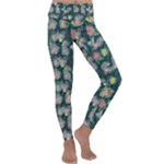 Mid Century Retro Floral 1970s 1960s Pattern 62 Kids  Lightweight Velour Classic Yoga Leggings