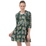 Mid Century Retro Floral 1970s 1960s Pattern 62 Mini Skater Shirt Dress