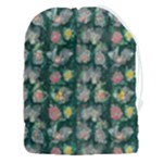Mid Century Retro Floral 1970s 1960s Pattern 62 Drawstring Pouch (3XL)