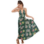 Mid Century Retro Floral 1970s 1960s Pattern 62 Backless Maxi Beach Dress