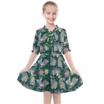Mid Century Retro Floral 1970s 1960s Pattern 62 Kids  All Frills Chiffon Dress