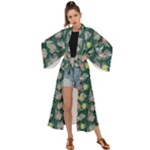 Mid Century Retro Floral 1970s 1960s Pattern 62 Maxi Kimono