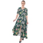 Mid Century Retro Floral 1970s 1960s Pattern 62 Waist Tie Boho Maxi Dress