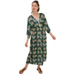 Mid Century Retro Floral 1970s 1960s Pattern 62 Grecian Style  Maxi Dress