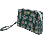 Mid Century Retro Floral 1970s 1960s Pattern 62 Wristlet Pouch Bag (Small)