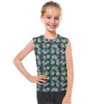 Mid Century Retro Floral 1970s 1960s Pattern 62 Kids  Mesh Tank Top