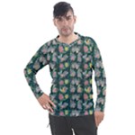 Mid Century Retro Floral 1970s 1960s Pattern 62 Men s Pique Long Sleeve T-Shirt