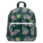 Mid Century Retro Floral 1970s 1960s Pattern 62 Kids  Age 5-10 Lightweight School Backpack with Side Pockets