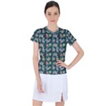 Mid Century Retro Floral 1970s 1960s Pattern 62 Women s Sports Top