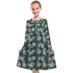 Mid Century Retro Floral 1970s 1960s Pattern 62 Kids  Midi Sailor Dress