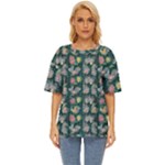 Mid Century Retro Floral 1970s 1960s Pattern 62 Oversized Basic T-Shirt