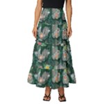 Mid Century Retro Floral 1970s 1960s Pattern 62 Tiered Ruffle Maxi Skirt