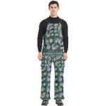 Mid Century Retro Floral 1970s 1960s Pattern 62 Men s Side Zip Front Pouch Ski And Snowboard Bib Pants	