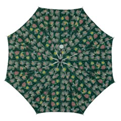 Mid Century Retro Floral 1970s 1960s Pattern 62 Automatic Folding Umbrella with Case (Medium) from ArtsNow.com