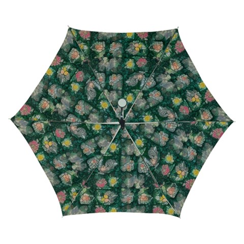 Mid Century Retro Floral 1970s 1960s Pattern 62 Automatic Folding Umbrella with Case (Small) from ArtsNow.com