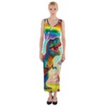 T-REX and unicorns Fitted Maxi Dress