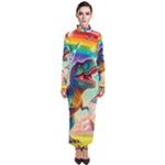 T-REX and unicorns Turtleneck Maxi Dress