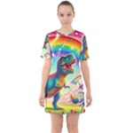 T-REX and unicorns Sixties Short Sleeve Mini Dress