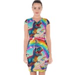 TRex/unicorns Capsleeve Drawstring Dress 
