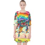 TRex/unicorns Quarter Sleeve Pocket Dress